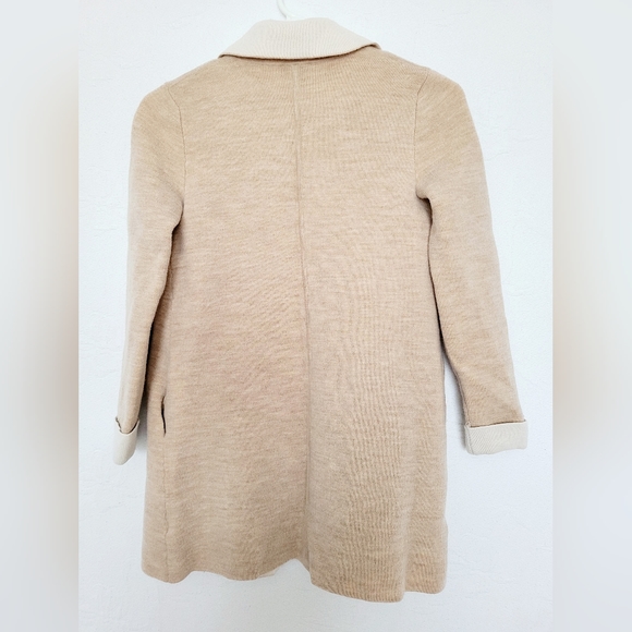 $189 Talbots Women's Pure Merino Wool Open Front Cardigan Tan/Cream XS - Picture 6 of 14